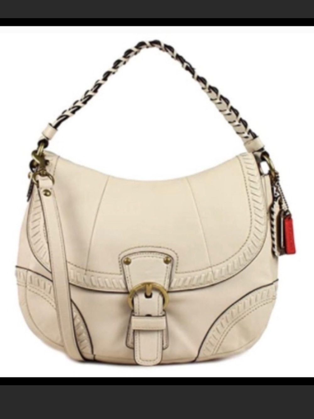 Coach Poppy Whipstitch Parchment Hobo Bag